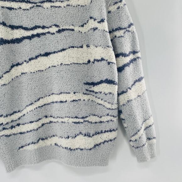 NEW Barefoot Dreams Ocean Zebra CozyChic Seaside CrewNeck Pullover Sweater Small - Picture 11 of 14